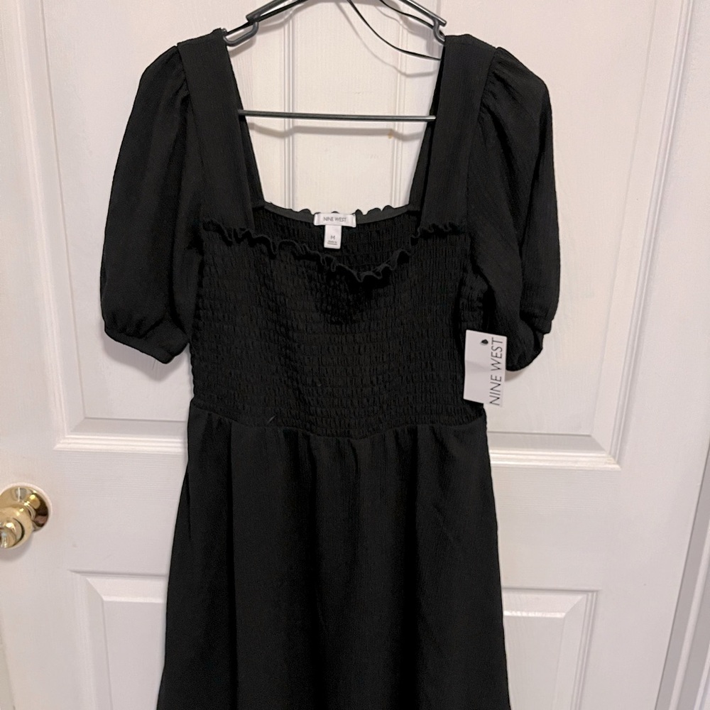 Nine West black dress with smocked top